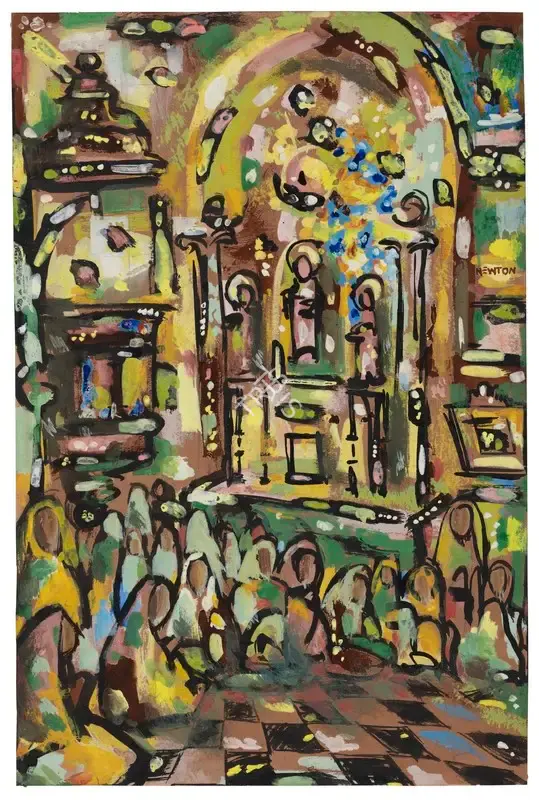 F.N. Souza (Artist), Untitled (Church Interior), 1949, Painting