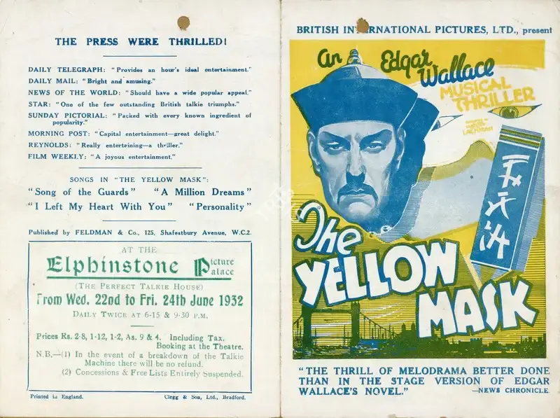 Harry Lachman (Director), The Yellow Mask, 1930, Handbill
