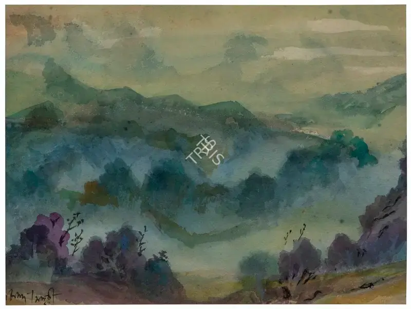 Mukherjee, B.B. (Artist). Mussoorie Landscape, c.1953 | Painting, Ch.NeY/17.03.21, 2021 · Christie's