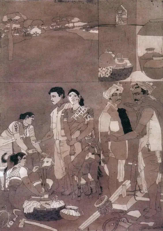 K. Laxma Goud (Artist), Untitled, 1983, Graphic Art