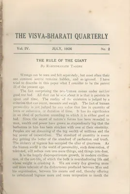 Rabindranath Tagore (Editor), Visva-Bharati Quarterly, 1926, Journal