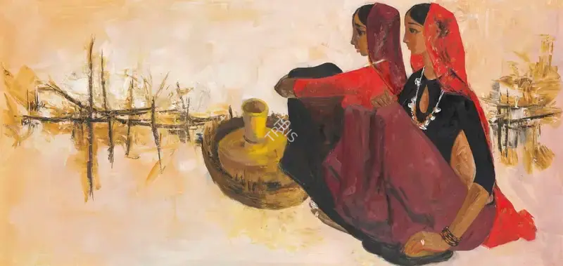 B. Prabha (Artist), Untitled (Two Women), 1964, Painting