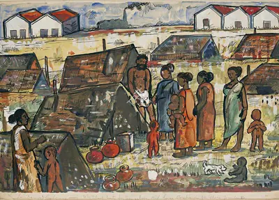 F.N. Souza (Artist), Labourers Colony, 1940, Painting