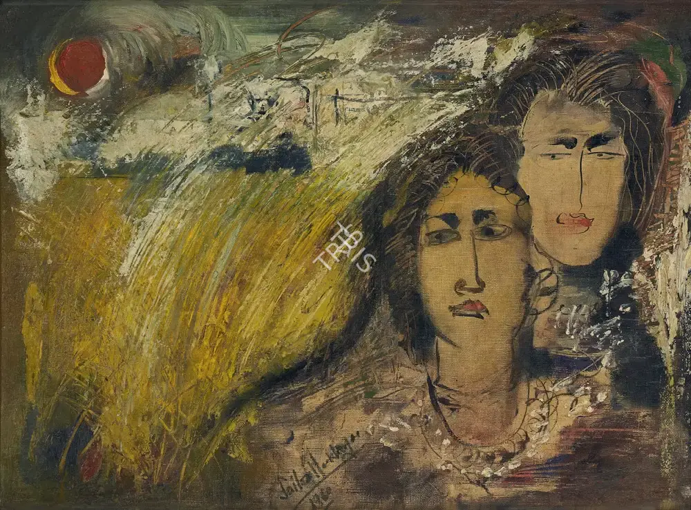 Mookherjea, Sailoz (Artist). Lovers, 1960 | Painting, AG.Mum/20.12.19, 2019 · Asta Guru
