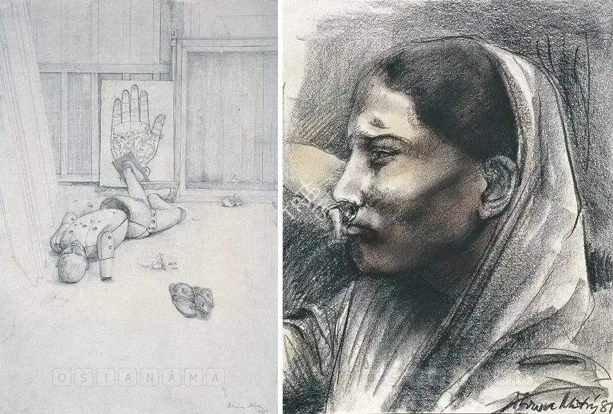 Mistry, Dhruva (Artist). Elephant Study, Konark, 1975 | Drawing, Os.Del/15.10.04, 2004 · Osian's