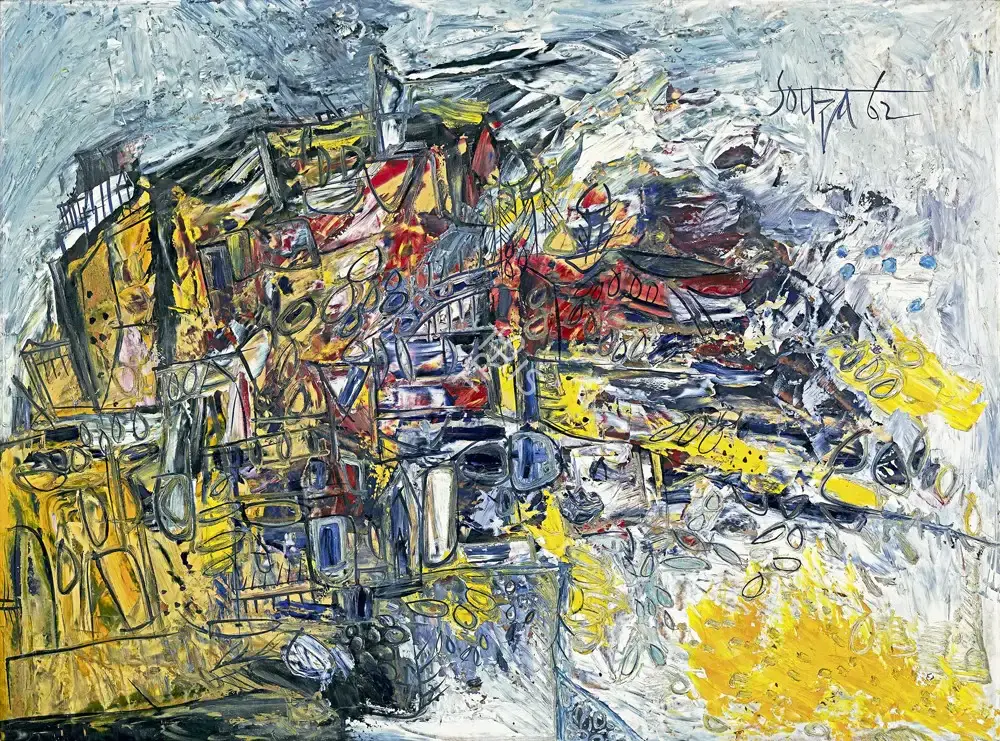F.N. Souza (Artist), Landscape, 1962, Painting
