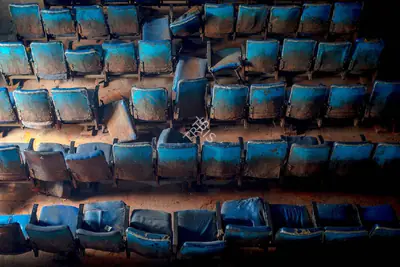Hemant Chaturvedi (Photographer), The seats inside Delite Talkies, Kanpur, Uttar Pradesh, 2024, Contemporary Photograph
