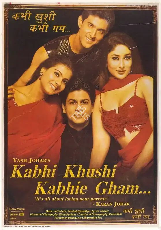 Yash Johar (Producer), Kabhi Khushi Kabhi Gham, 2001, Full Sheet Poster