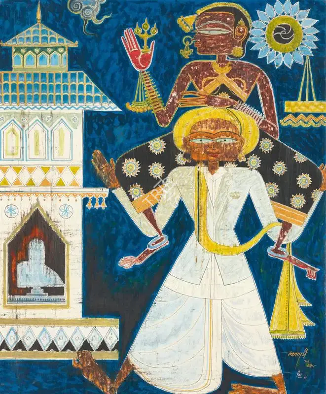 Pai, Laxman (Artist). Untitled (Couple), 1951 | Painting, So.Lon/10.06.19, 2019 · Sotheby's