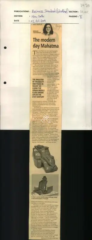 Bharati Chaturvedi (Reporter), The Modern Day Mahatma, 2009, Newspaper Clipping