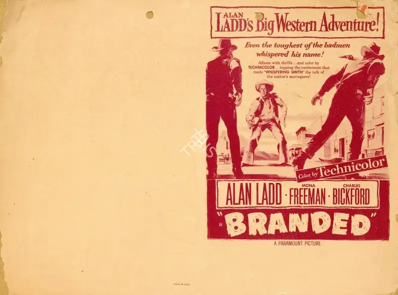Rudolph Mate (Director), Branded, 1950, Handbill