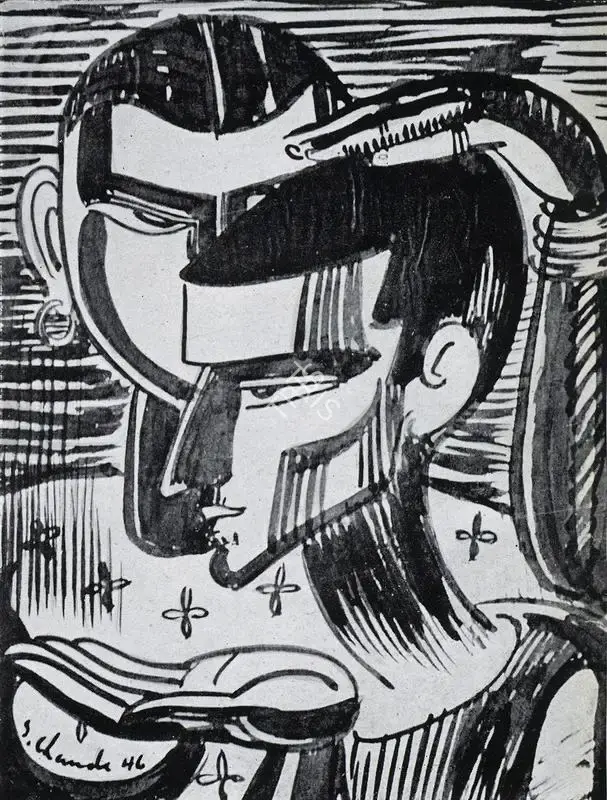 Shiavax Chavda (Artist), Benediction, 1946, Sketch