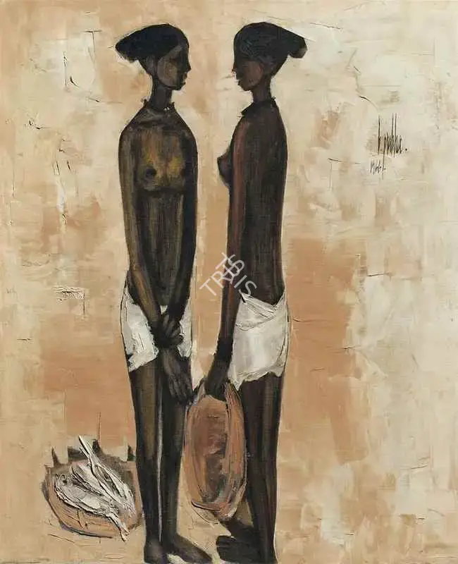 B. Prabha (Artist), Untitled (Two Fisherwomen), 1966, Painting