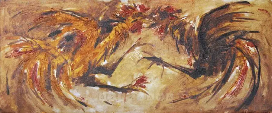 Thota Tharani (Artist), Cockfight, Painting