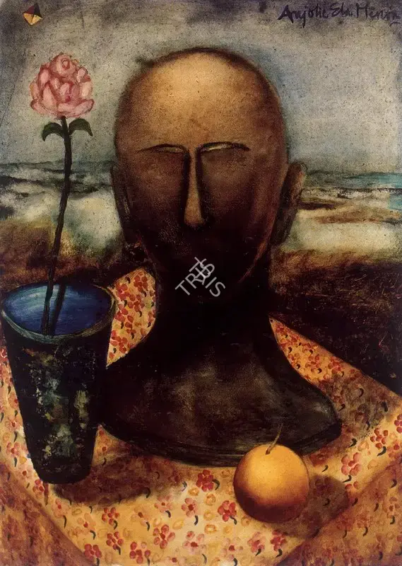 Anjolie Ela Menon (Artist), Still Life With A Head, 1998, Painting