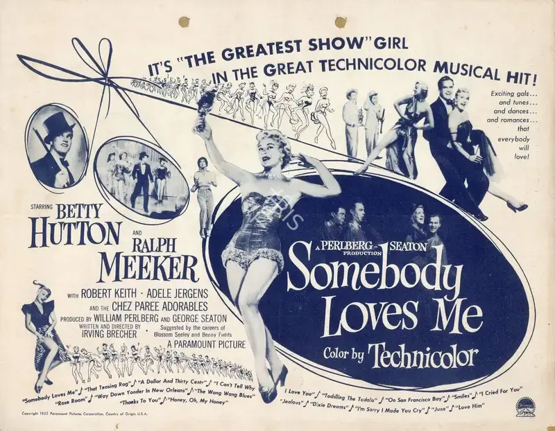 Irving Brecher (Director), Somebody Loves Me, 1952, Handbill