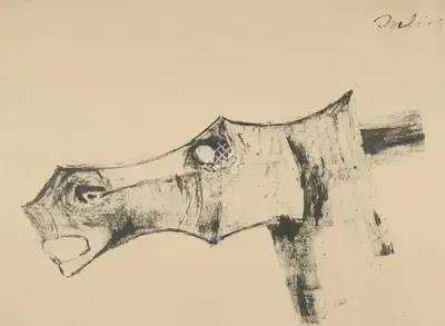 Tyeb Mehta (Artist), Head of a Horse, 1959, Drawing