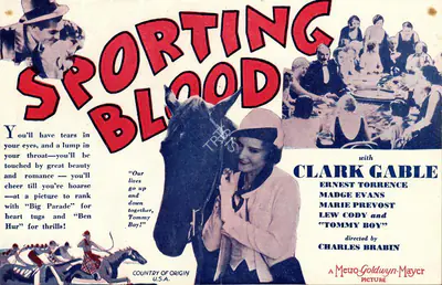Charles Brabin (Director), Sporting Blood, 1931, Handbill
