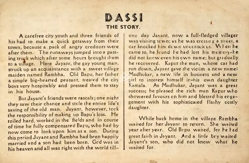 Ram Narain Dave (Producer), Dassi, 1944, Song-Synopsis Booklet