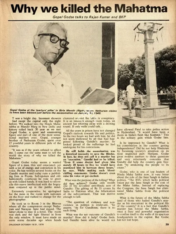 Rajen Kumar (Essayist), Why We Killed the Mahatma, 1978, Essay