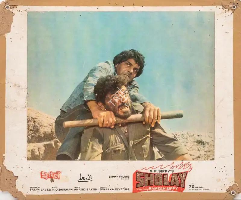 Dwarka Divecha (Cinematographer), Sholay, 1975, Photographic Still Mounted on Lobby Card