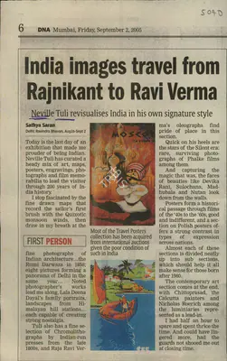Sathya Sarma (Reporter), India Images travel from Rajnikant to Ravi Verma, 2005, Newspaper Clipping
