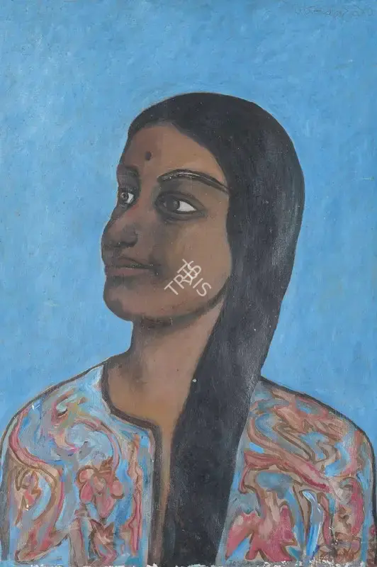 Jogen Chowdhury (Artist), Untitled (Lady), 1990, Painting