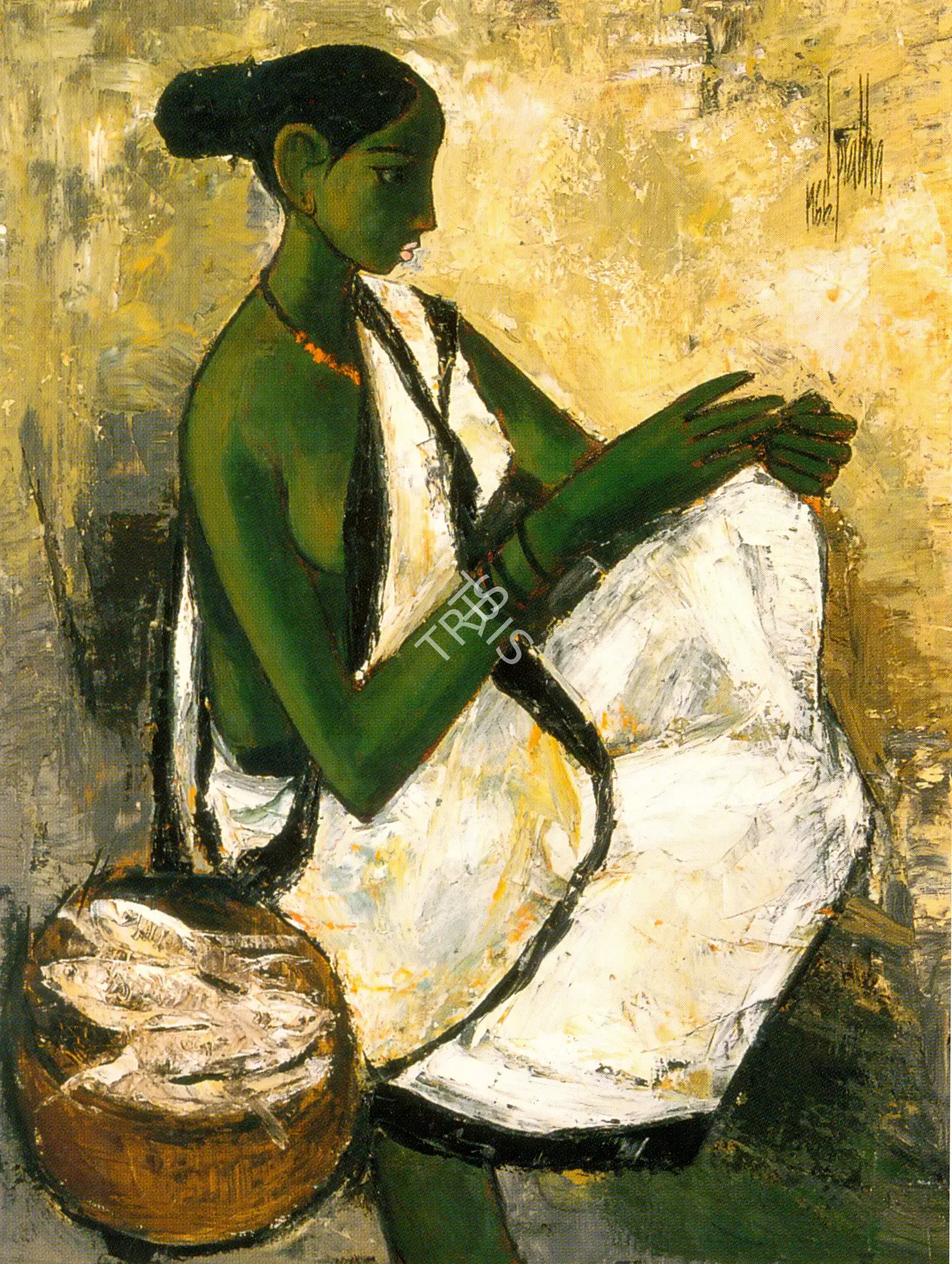 B. Prabha (Artist), Fisherwoman, 1966, Painting