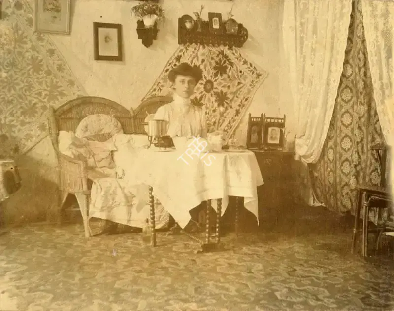 Unknown (Photographer), Interior. Hut (Gramophone Mansion). Built after Earthquake, 1900, Antiquarian Photograph