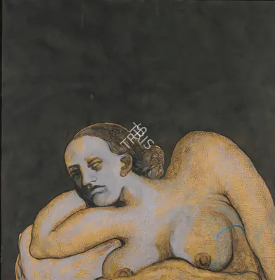 Jogen Chowdhury (Artist), Untitled (Nude), 1975, Painting