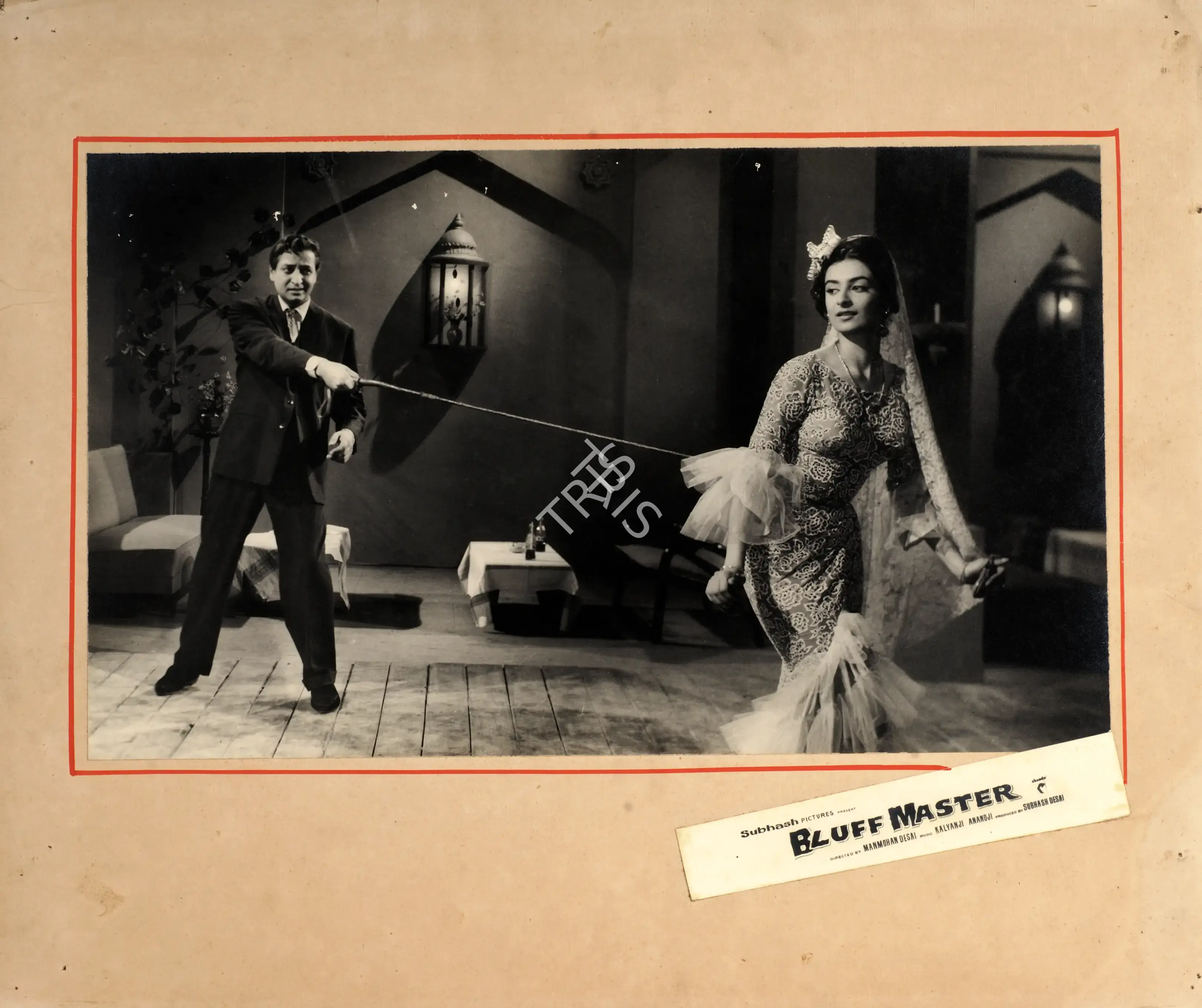 Subhash Desai (Producer), Bluff Master, 1963, Photographic Still Mounted on Lobby Card
