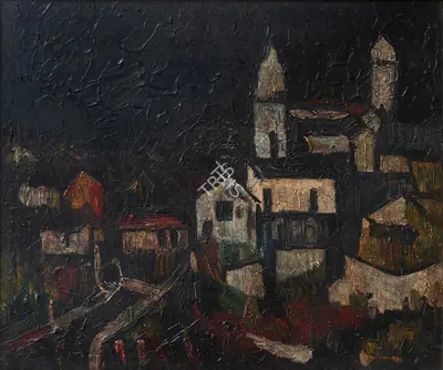 S.H. Raza (Artist), Paysage Corse Series, 1958, Painting