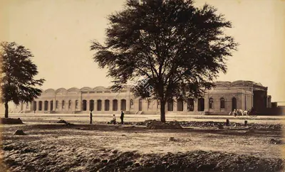 Samuel Bourne (Photographer), The Railway Station - Umballa, 1865, Antiquarian Photograph