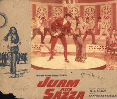 N.A. Ansari (Producer), Jurm Aur Sazaa, 1974, Photographic Still Mounted on Lobby Card