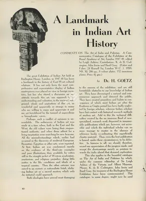 Hermann Goetz (Essayist), A Landmark in Indian Art Hisory, 1951, Essay