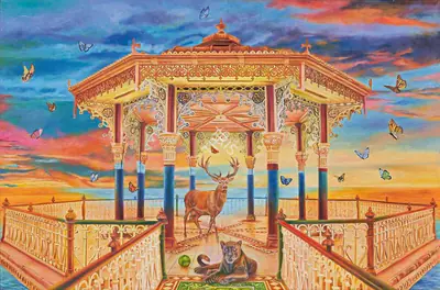 Kaleka, Ranbir (Artist). Angelo's Sanctuary, 2018 | Painting, AG.Onl/17.12.23, 2023 · Asta Guru