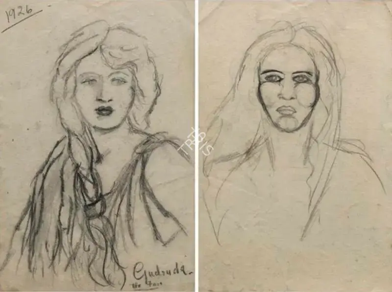Amrita Sher-Gil (Artist), Gudruda the Fair, 1926, Drawing