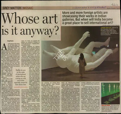 Gargi Gupta (Reporter), Whose art is it Anyway, 2009, Newspaper Clipping