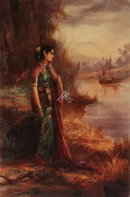 A.M. Mali (Artist), Woman by the River Bank, 1914, Painting