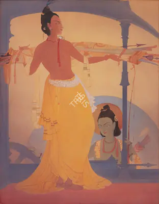 Chughtai, M.A.R. (Artist). Krishna Instructing Arjuna, c.1930s | Painting, Ch.NeY/22.09.21, 2021 · Christie's