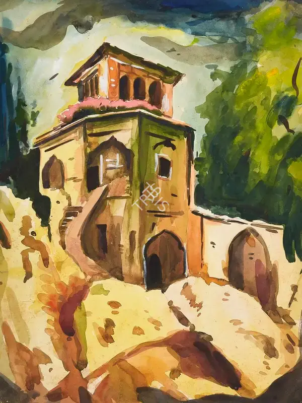 Ramkumar (Artist), Untitled (House on a Hill), 1951, Painting