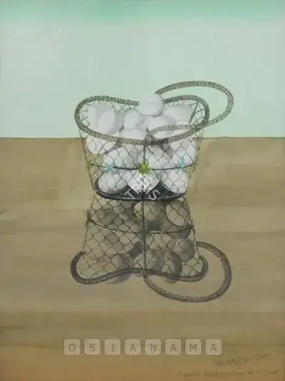Shibu Natesan (Artist), Twenty Fresh Eggs And An Old Egg, 2005, Painting