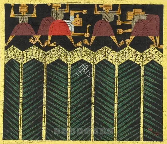 Pai, Laxman (Artist). Harvesters, 1951 | Painting, Os.Del/29.03.07, 2007 · Osian's