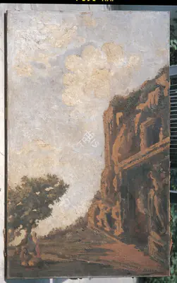 Sailoz Mookherjea (Artist), Cave Gate, 1945, Painting