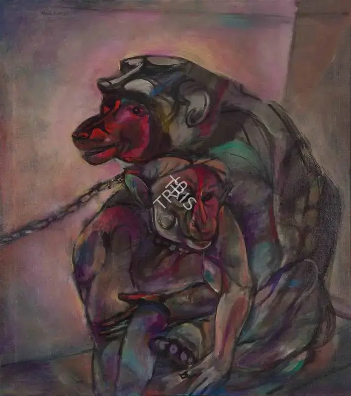 Paritosh Sen (Artist), Mother and Child, 1989, Painting