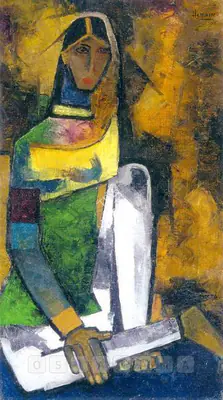 M.F. Husain (Artist), Woman, 1955, Painting