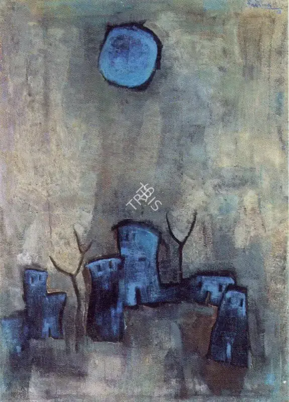 Fatima Ahmed (Artist), Blue Sun, 1963, Painting