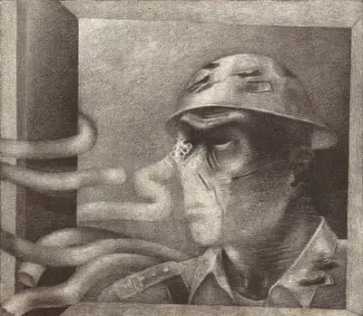 Rameshwar Broota (Artist), Unidentified Soldier, 1990, Painting