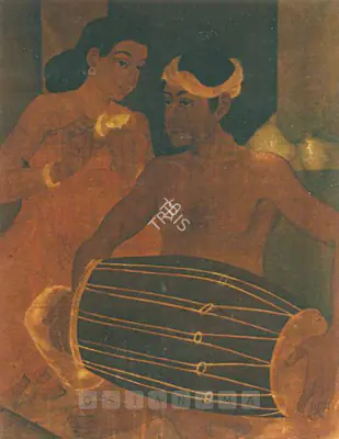 Satyendranath Bisi (Artist), The Dholak Player, Painting