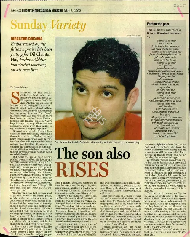 Indu Mirani (Reporter), The Son Also Rises, 2002, Newspaper Clipping